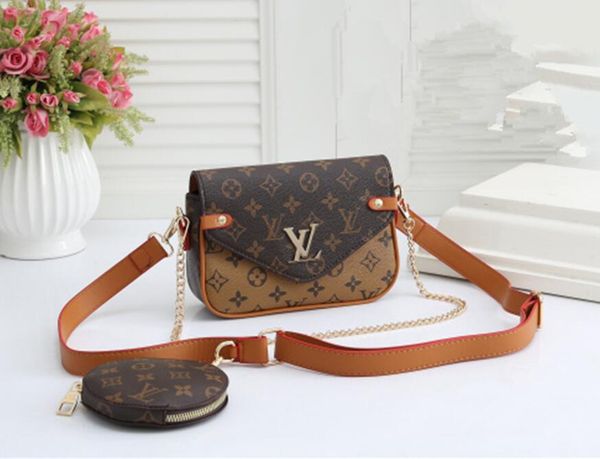 

2020 ready stock fashion new ladies shoulder bag 2-piece set good quality pu leather crossbody bags coin purse handbag 1754, Black;red