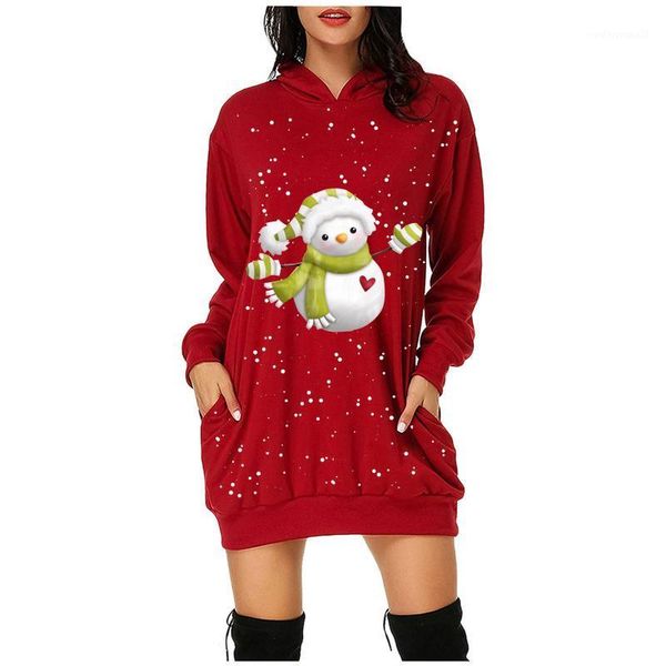 

women's hoodies & sweatshirts women's fashion christmas snowman hoodie bag hip pocket print dress 2021 retro elegant -coming1, Black