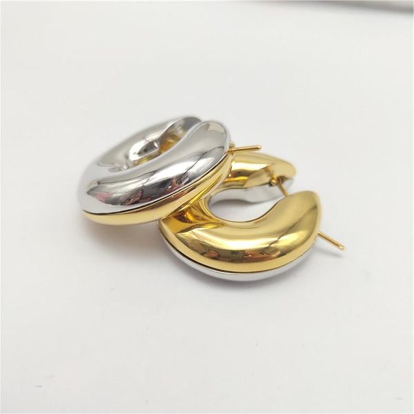 

women earrings both gold silver colors smooth hoops earrings for girls women for wedding party nice gift for friend, Golden;silver