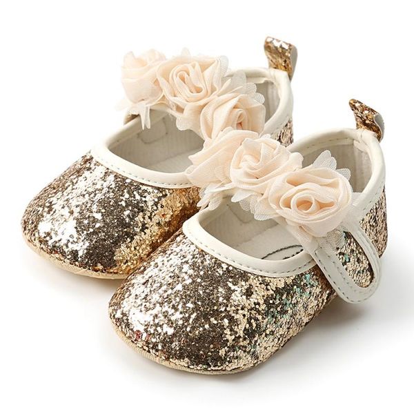 

first walkers weixinbuy fashion sequins lace flower baby girl shoes anti-slip soft sole bottom walking princess
