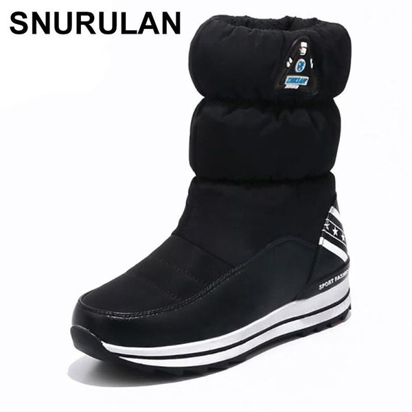 

качество snurulanhigh женщин снегоступы водонепроницаемый скольжению толстые меховые женские зимние ботинки платформы ботинки для e536, Black