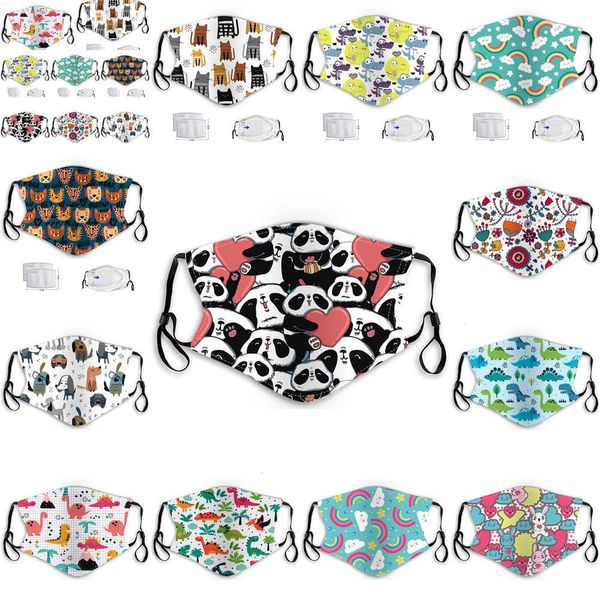 

2 masks cartoon kids face with pm2.5 filters anti-fog haze dust protection reusable washab4sm3 lrr3