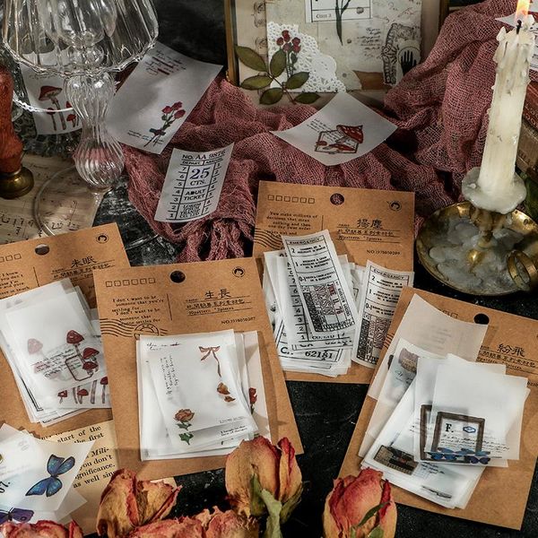 

японская бумага наклейки для повседневной жизни scrapbook бумаги украшения ретро растения бабочка канцелярские наклейки записках японская бу