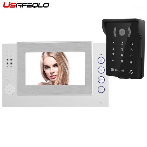 

video door phones usafeqlo 7" wired doorbell indoor monitor rainproof camera visual intercom two-way audio remote unlock phone1