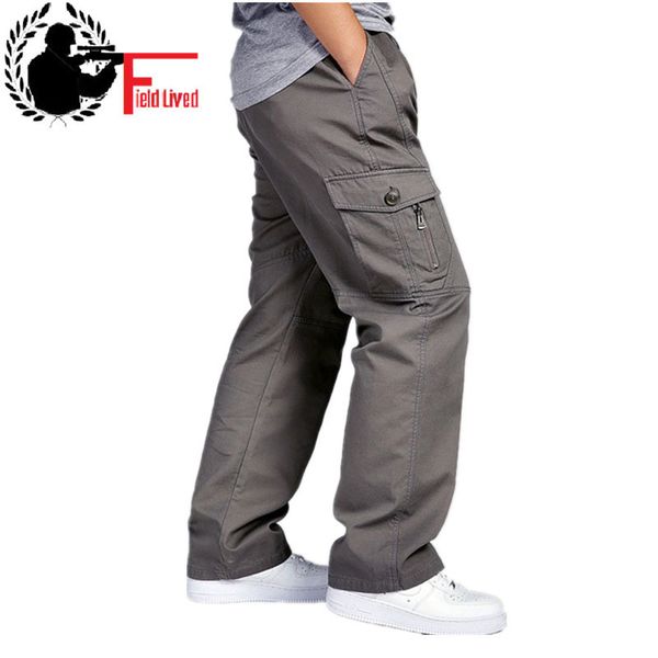 

winter men plus big size 4xl 5xl 6xl men's cargo pants man casual military army green tactical pants trousers male grey 201109, Black