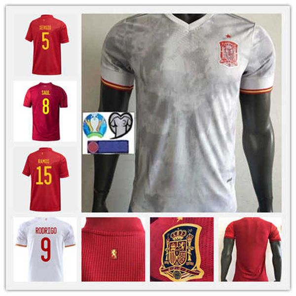 

player version 2020 spain soccer jersey 20 21 romas paco alcacer asensio morata isco iniesta thiago saul maillot maglia, Black;yellow