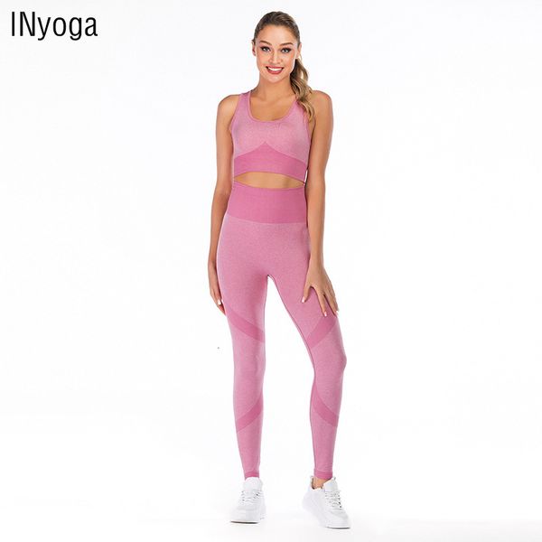 

autumn and winter new tight seamless thread dance sports elastic waist yoga suit three piece set