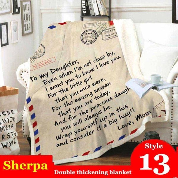 

wostar letter design blanket to my daughter/wife/son/girlfriend warm cozy winter letter throw blanket for bed sofa bedspreads