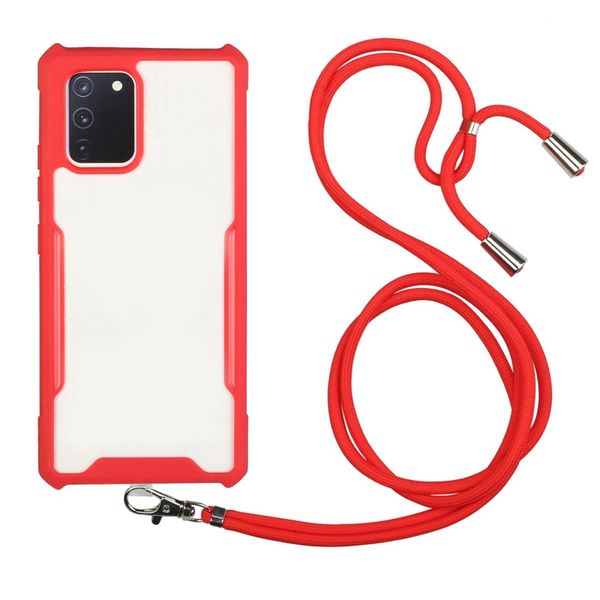 

for oppo f17 a73 4g acrylic color tpu shockproof case with neck lanyard