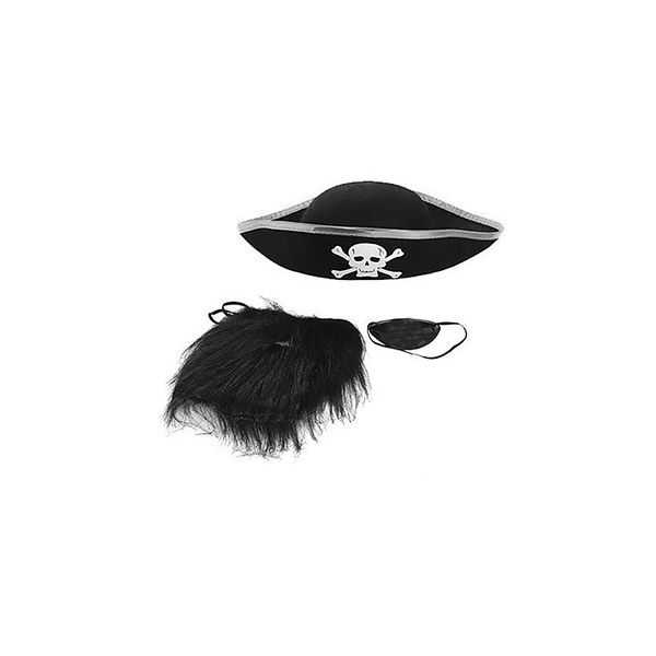 

kids captain jack pirate set with hat & beard eye patch halloween gift