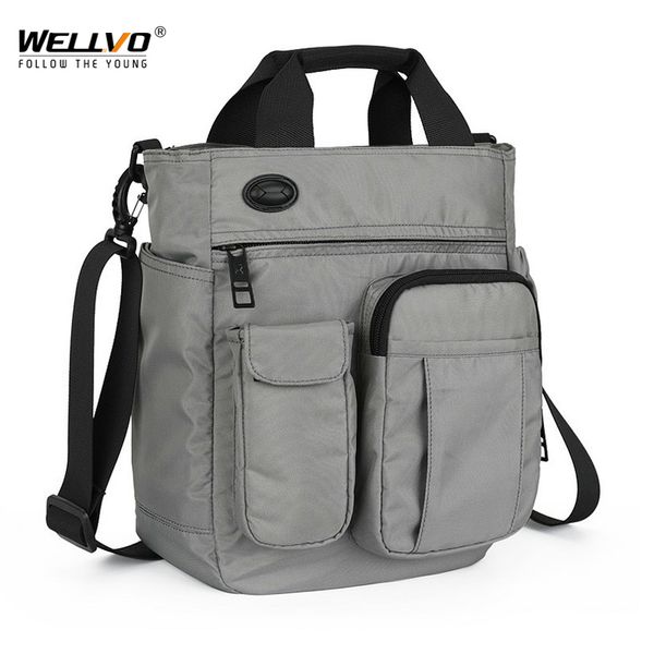 

men multifunctional shoulder messenger bag with headphone hole waterproof nylon travel handbag large capacity storage bags xa11c c1008