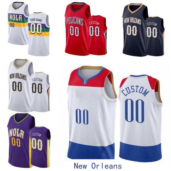 

2021 custom men women youth new city orleans team zion 1 williams 14 ingram 2 ball any name and number swingman city jersey, Black;red