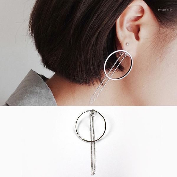 

real 925 sterling silver earrings for women 2020 round circle drop earrings women silver chain tassel jewelry1