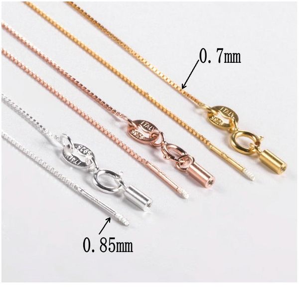 

40cm(16inch) 45cm(18inch) fashion 925 sterling silver jewelry spiral box chain cross beading chain for women necklace qylpcp, Black;white