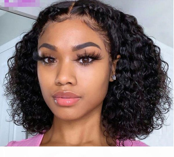 

curly human hair wigs bob lace front wig curly lace front human hair wigs for black women bob wig curly bob lace front wig, Black;brown