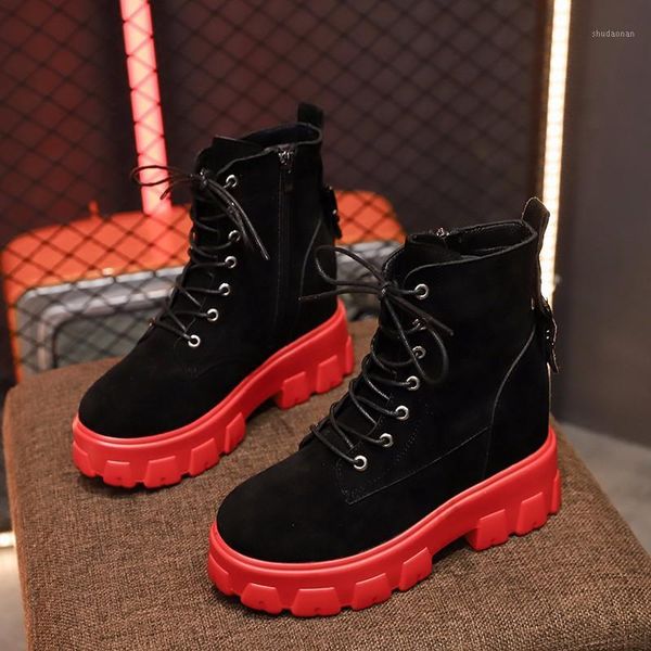 

boots 2021 lace up platform women black goth ankle for buckle strap high heel fashion winter botas mujer1