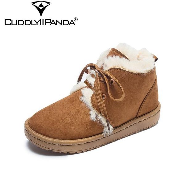 

cuddlyiipanda 2020 new arrival ruffles women snow boots winter fluffy winter boots thicken plush ankle botas mujer, Black