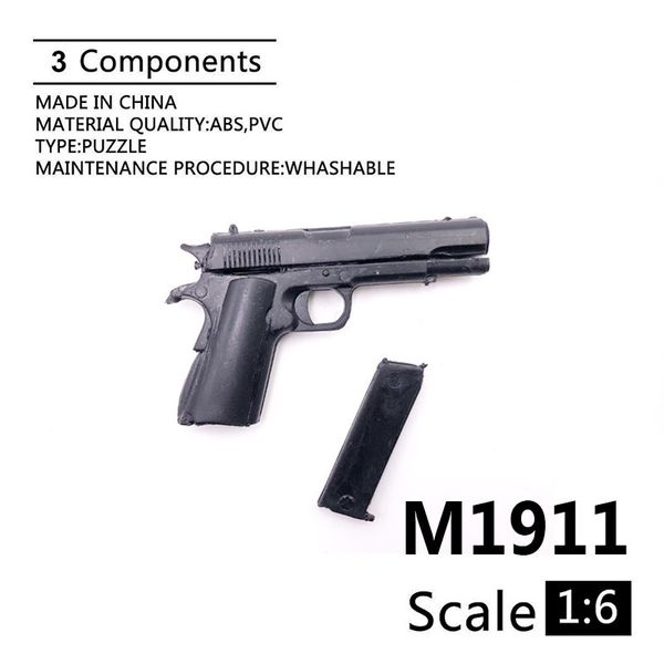 

1/6 scale 4d type m1911 a1 black pistol model soldier accessory weapon annex gun simple model for 12" action figure fans diy