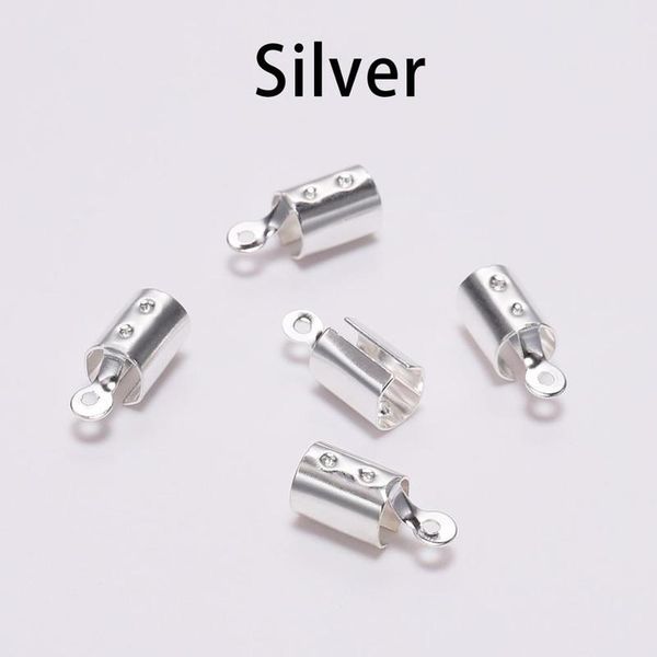 

100pcs/lot 5*12mm fold over crimp cord end findings leather clasp tip end for jewelry making diy bracelet necklace c wmthfx, White;red