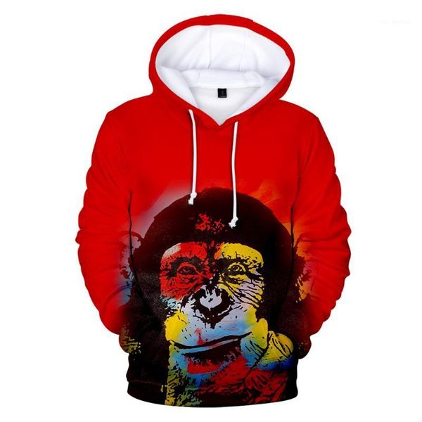 

men's hoodies & sweatshirts chimpanzee men women gorilla funny cartoon autumn casual harajuku hooded cute 3d1, Black