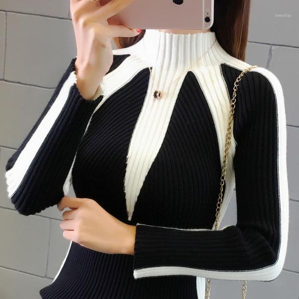

winter sweaters women 2017 fashion jumpers korean hit color pullovers knitting pullovers thick christmas sweater pull femme1, White;black