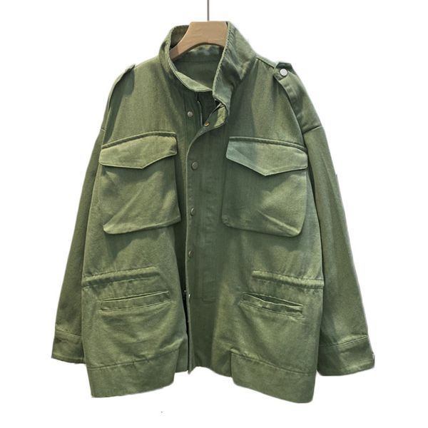 

spring autumn women's trench coat new korean loose pocket tooling outerwear vintage casual oversized windbreaker female 186, Tan;black