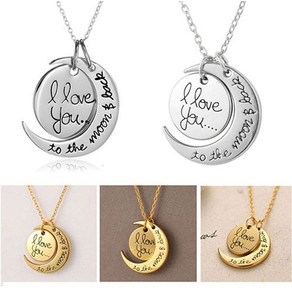 

necklace fashion to the moon love i you and back for mom sister family pendant link chain78wx