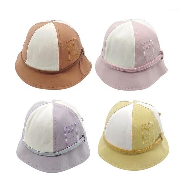 

autumn baby boys girls toddler hat patchwork color bucket hats caps fall reversible sun protection headwear cap for 0-2t1, Slivery;white