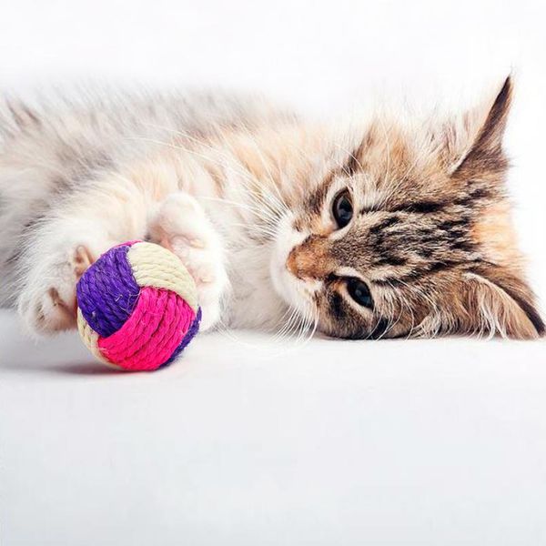 

2pcs/pack cat toy pet sisal ball toy funny interactive cat puppy kitten toys for cats playing chewing cat products pet sqchtj