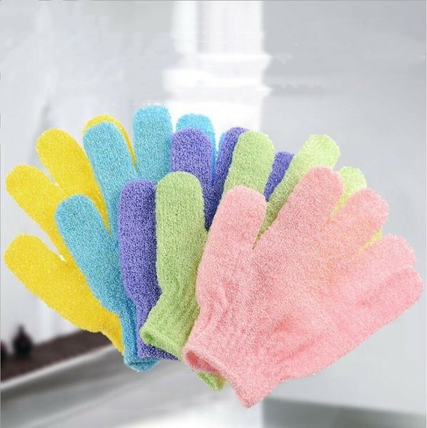 

exfoliating skin body shower mittens sponge scrub massage spa five fingers bath bathroom gloves bathing accessories dhc163