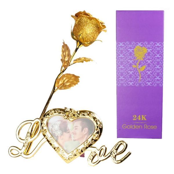 

decorative flowers & wreaths colorful gold foil plated rose artificial girl friend valentine's day gift wedding party home decoration f