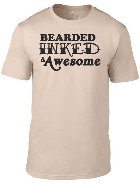 

men's bearded inked & awesome t-shirt - gift tattoo present skin hair tattoos new trends tee shirt sport hooded sweatshirt hoodie