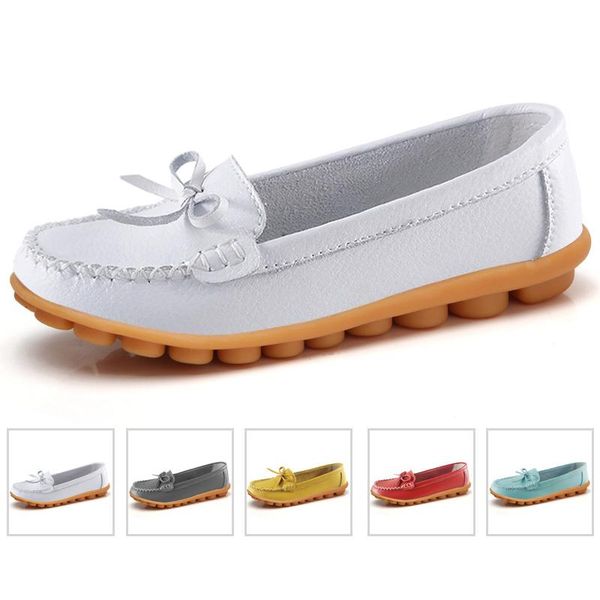 

women ballet shoes flats women loafers genuine leather bow moccains slip on woman boat shoes ballerina ladies 43 44, Black