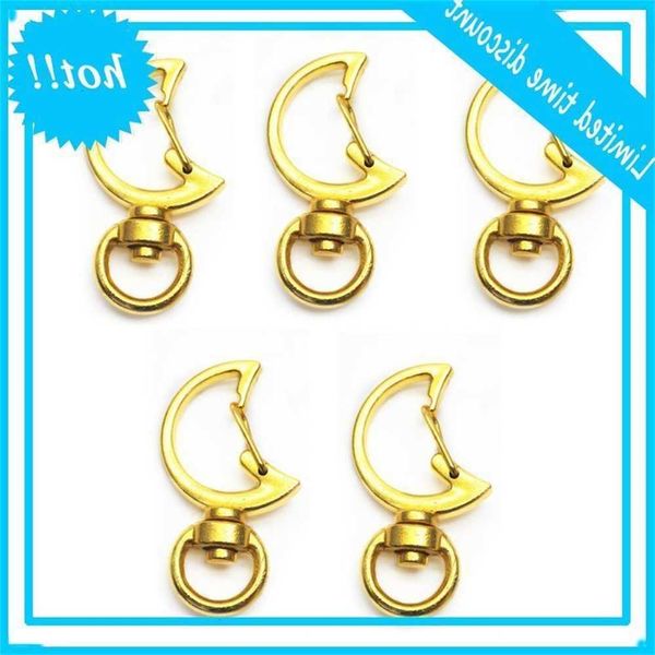 

5pcs kat moon metal shape snap hook cancer closing lanyard keyhanger keychain diy t4md, Black