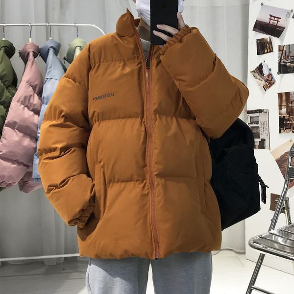 

2021 new men's casual oversize 7-color stand collar parkas winter new woman korean streetwear coats man warm parka l2em, Black
