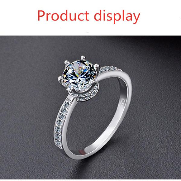 

cluster rings 2021 ring s925 silver six-claw inlaid zircon jewelry, Golden;silver