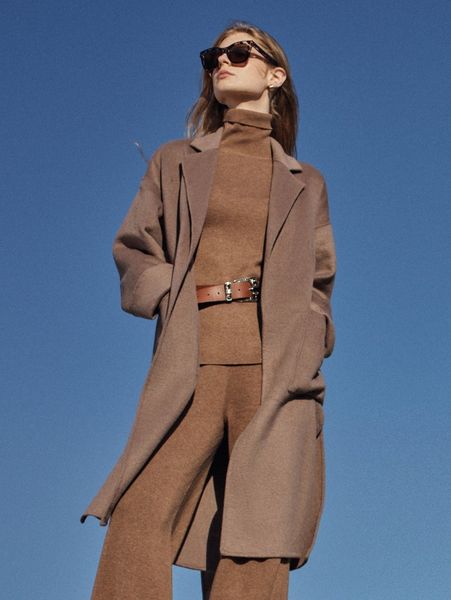 

wool blend belted overcoat e1fx#, Black