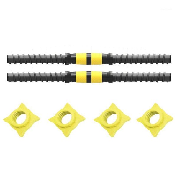 

dumbbells 1 pair of dumbbell bars threaded handle set home gym fitness exercise adjustable 35cm yellow1
