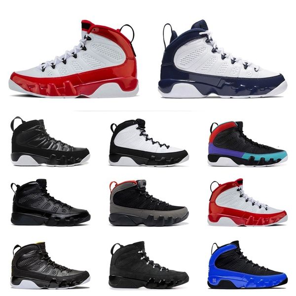 

9 9s jumpman basketball shoes gym red anthracite black white bred citrus racer blue space jace unc mens trainers sports sneakers 7-13, White;red