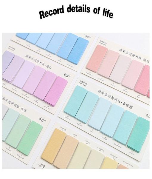 

6шт радуга цвета memo pad planner наклейки post notes канцелярские принадлежности школьные принадлежности f6914 jllpos home003