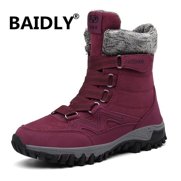 

women boots non-slip waterproof winter ankle snow boots women platform winter shoes with thick fur botas mujer thigh high, Black