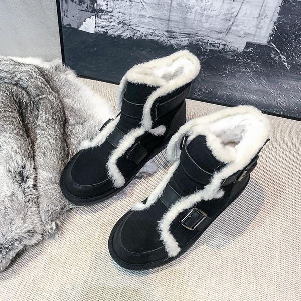 

woman flat boots australia women's rubber shoes rain boots-women winter footwear round toe booties ladies low snow 2020, Black