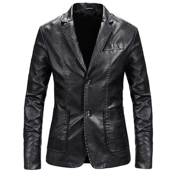 

men's fur & faux fashion men blazer and jackets slim fit leather jacket black party/wedding/business male outwear 4xl