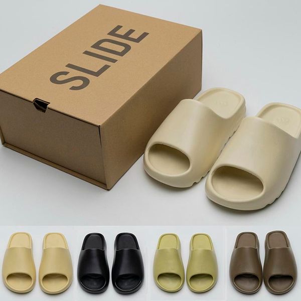 

2021 men women kanye slide bone core desert sand resin soot earth brown mens foam runner sandals triple white black red slippers