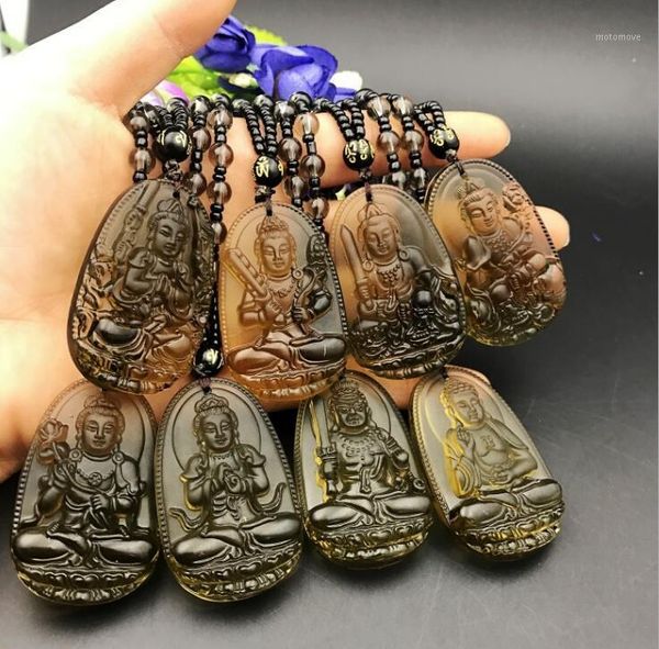 

chains eight patron saints zodiac pendant obsidian birth buddha necklace1, Silver