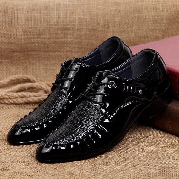 

men formal shoes lace-up flat pointed toe dress shoes for men zapatos hombre vestir, Black