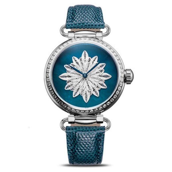 

leather yungong new italian watch simple women's strap waterproof mechanical movement watch, Slivery;brown