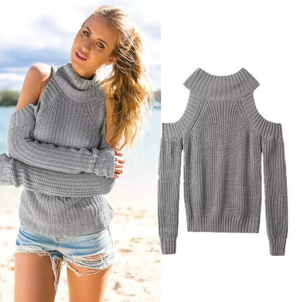 

2021 spring autumn women's new sweaters european and american style coarse knit off-shoulder long-sleeved pullover, White;black
