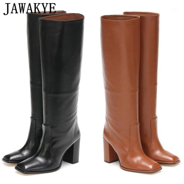 

winter chunky high heel long boots for women black knee high boots square toe women's combat female shoes botas de mujer1