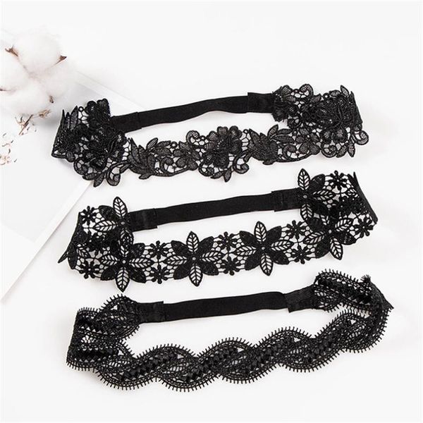 

hair accessories 10pcs/lot creative black lace hollow hairbands children headbands elastic band kids girls headwear, Slivery;white